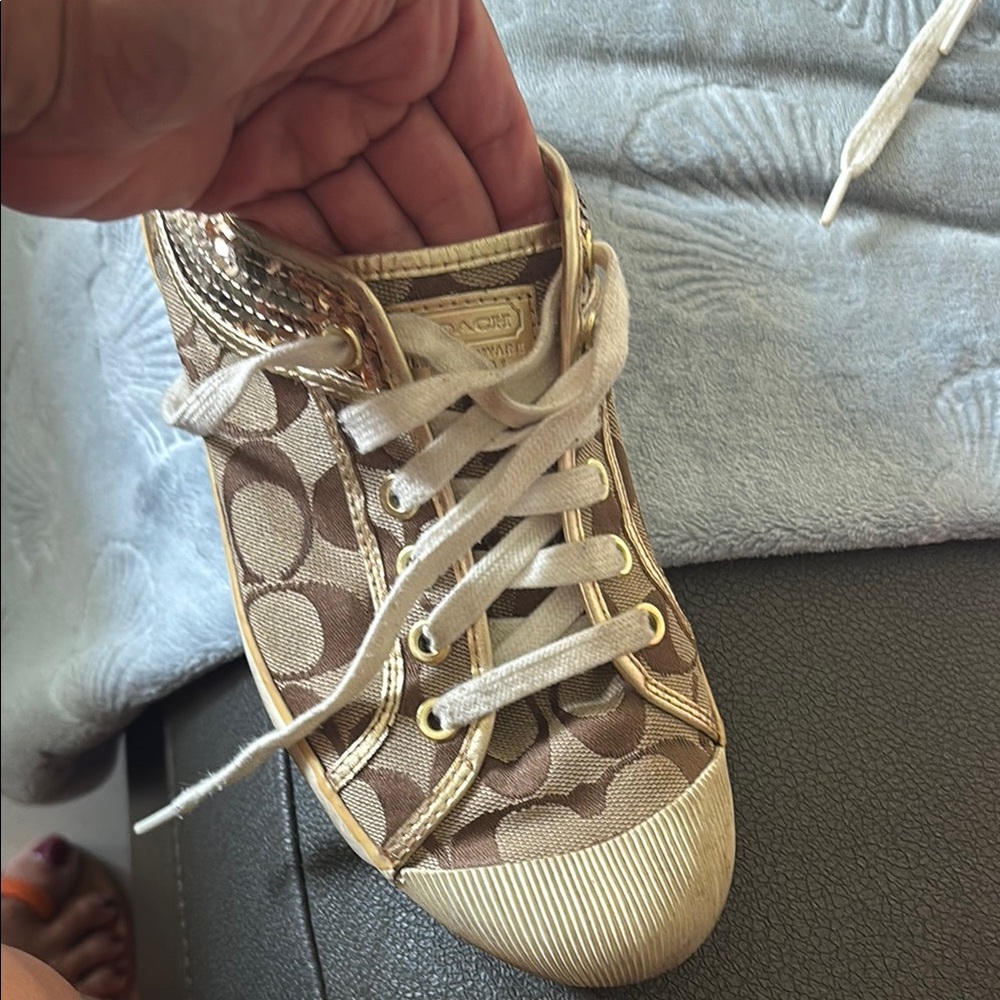 Coach Gold and Tan Sporty Sneakers - Picture 3 of 7